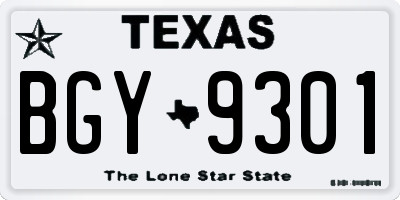 TX license plate BGY9301