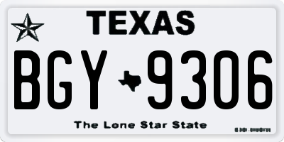 TX license plate BGY9306