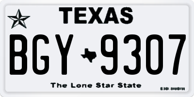 TX license plate BGY9307