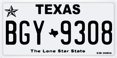 TX license plate BGY9308