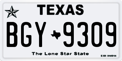 TX license plate BGY9309