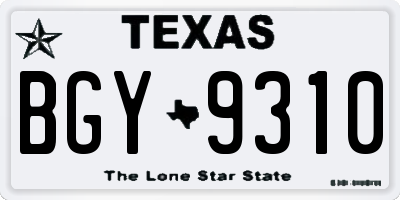 TX license plate BGY9310