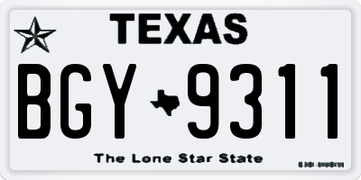 TX license plate BGY9311