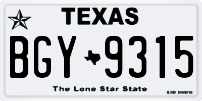 TX license plate BGY9315
