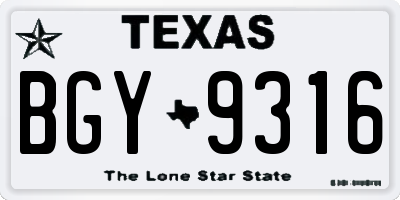 TX license plate BGY9316