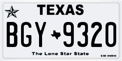 TX license plate BGY9320