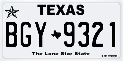 TX license plate BGY9321