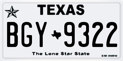 TX license plate BGY9322