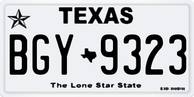 TX license plate BGY9323