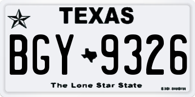 TX license plate BGY9326