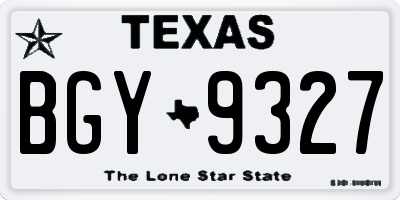 TX license plate BGY9327