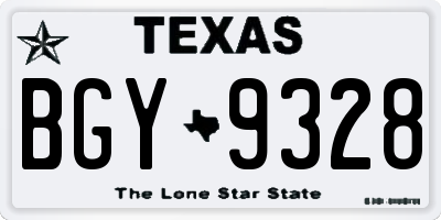 TX license plate BGY9328