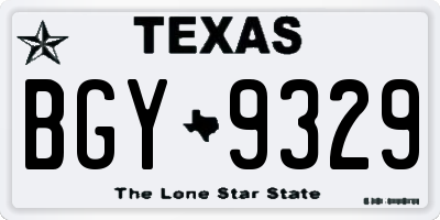 TX license plate BGY9329