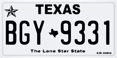 TX license plate BGY9331