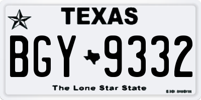 TX license plate BGY9332