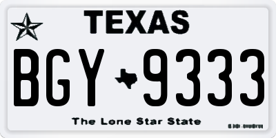 TX license plate BGY9333