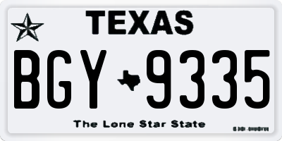 TX license plate BGY9335