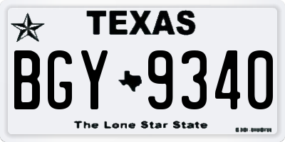 TX license plate BGY9340