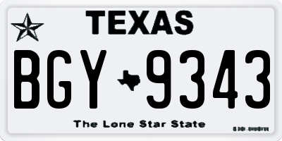 TX license plate BGY9343