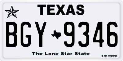 TX license plate BGY9346