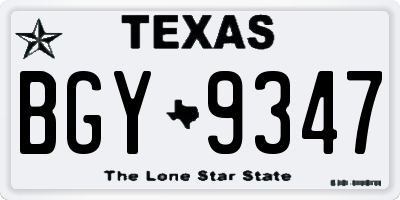 TX license plate BGY9347
