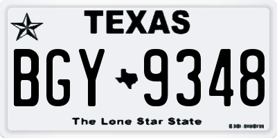 TX license plate BGY9348