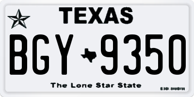 TX license plate BGY9350