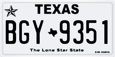 TX license plate BGY9351