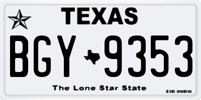 TX license plate BGY9353