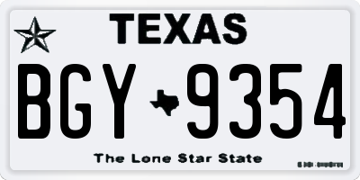 TX license plate BGY9354
