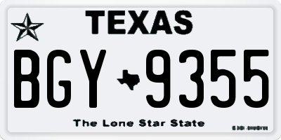 TX license plate BGY9355