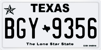 TX license plate BGY9356