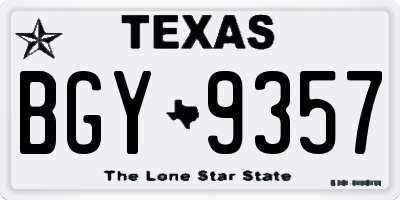 TX license plate BGY9357