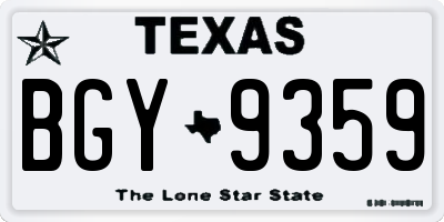TX license plate BGY9359