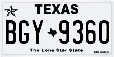 TX license plate BGY9360