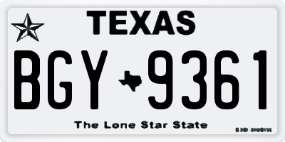TX license plate BGY9361