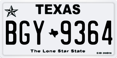 TX license plate BGY9364