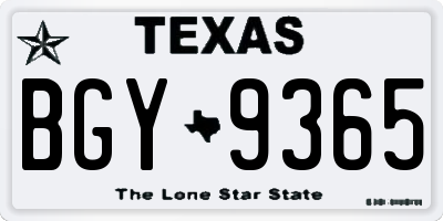 TX license plate BGY9365