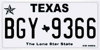 TX license plate BGY9366