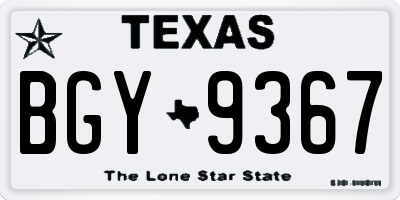 TX license plate BGY9367