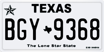 TX license plate BGY9368