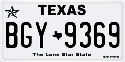 TX license plate BGY9369