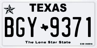 TX license plate BGY9371