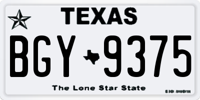 TX license plate BGY9375