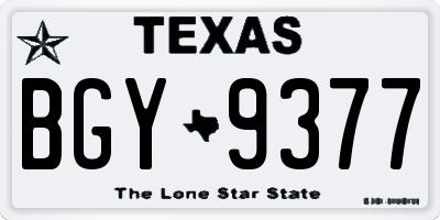 TX license plate BGY9377