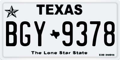TX license plate BGY9378