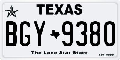 TX license plate BGY9380