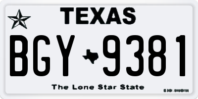TX license plate BGY9381