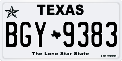 TX license plate BGY9383