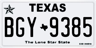 TX license plate BGY9385